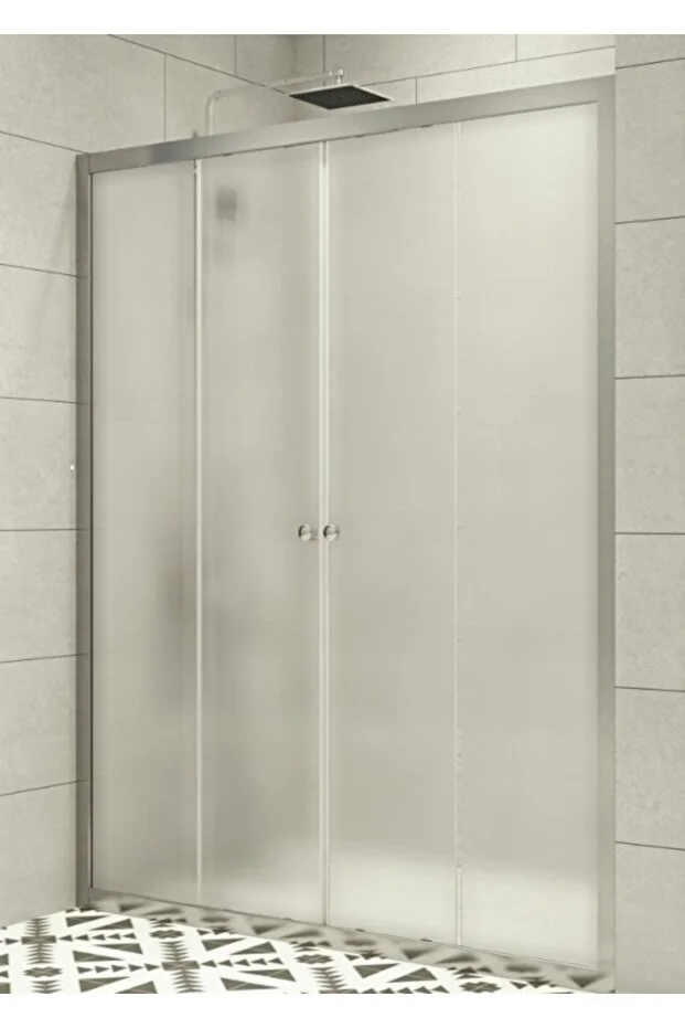 Ön Cephe Buzlu Temperli Cam Sürgülü Kapılı Duşakabin Teknesiz